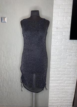 Науровпрозрачное платье с люрексом с стяжками по бокам new loo...
