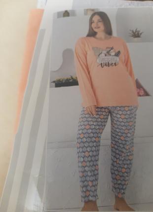 Тонкая Женская пижама брюки Турция большие размеры 52 54 56
