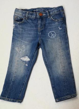 Gap. джинсы тонкие, рваные на резинке 92 размер.
