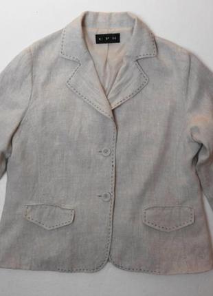 Льняной укороченный пиджак. 48-50 размер.