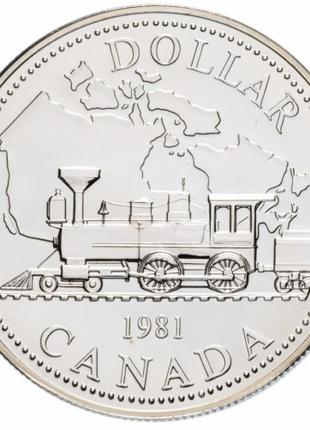 Канада 1 долар, 1981 100 лет Трансконтинентальной железной дор...