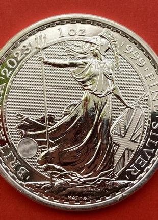 Великобритания 2 фунта 2023 Британия Чарльз III серебро 1 Oz у...
