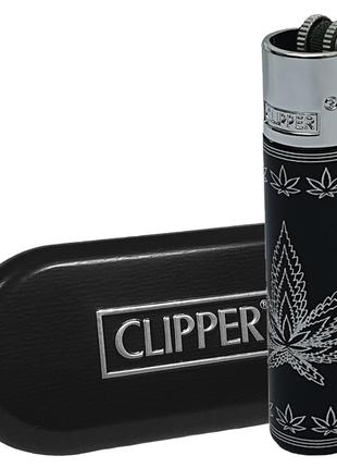 Подарункова запальничка Clipper Metal - Leaves Silhouette Silver