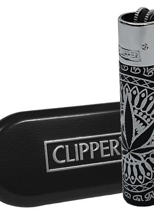 Запальничка газова кліппер Clipper Metal Leaves Premium Silver