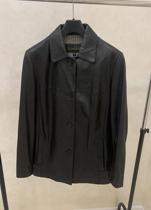 Куртка плащ черный винтажный кожаный