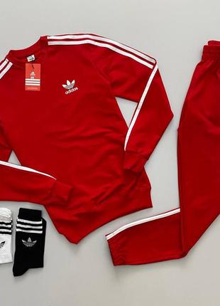 Світшот adidas червоний + штани адідас спортивний костюм адідас