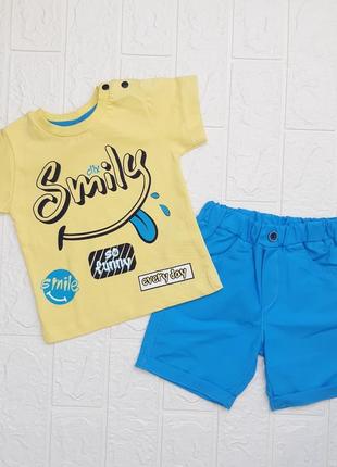 6/9мес(р68)летний комплект шорты и футболка на мальчика желто-...