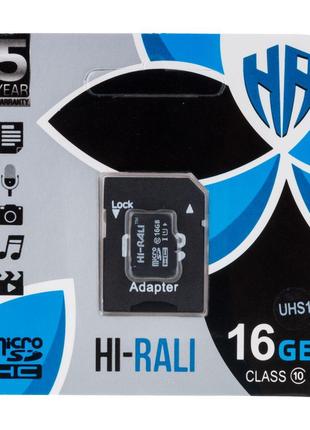Карта Пам'яті Hi-Rali MicroSDHC 16gb UHS-1 10 Class & Adapter