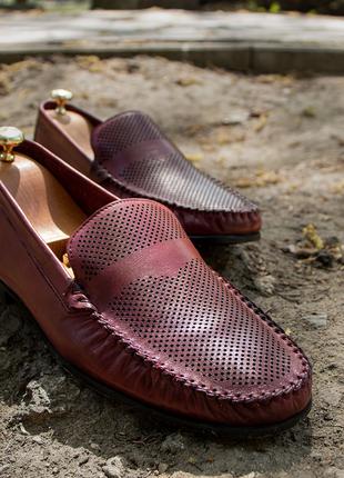 Бордові чоловічі туфлі Luciano Bellini мокасини 41 розмір