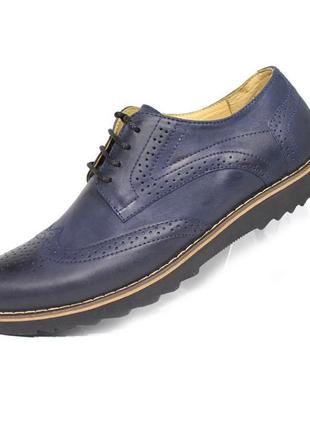 Мужские туфли броги синего цвета 41 размер