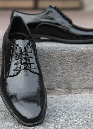 Лакированная мужская обувь. Черные туфли Ikoc 41 - 45 размер