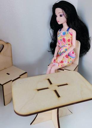 Деревянная кукольная мебель для Барби 8 предметов