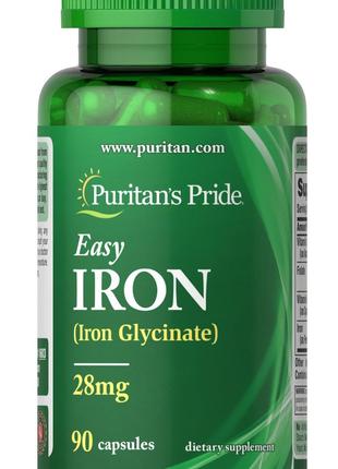 Железо Puritan's Pride Iron 28 mg (Iron Glycinate) 90 capsules
