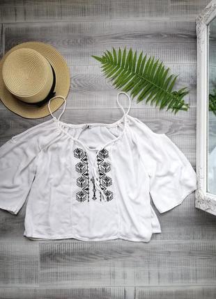 Летняя натуральная блуза в этно стиле с вышивкой топ вискоза
