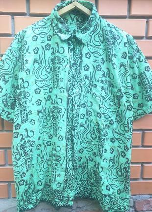 Рубашка ручной работы , hand made фирмы bali bagus batik зелёная