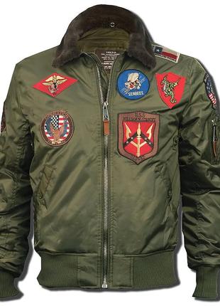 Бомбер Top Gun Official B-15 Flight Bomber with Patches (олива)