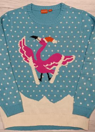 Avenue новый год свитер фламинго лыжи новорічна кофта різдво сніг
