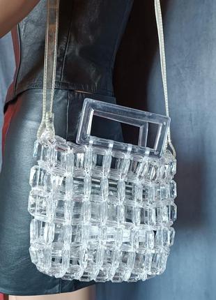 Zara сумочка плетение с прозрачных бусин грани силиконовая