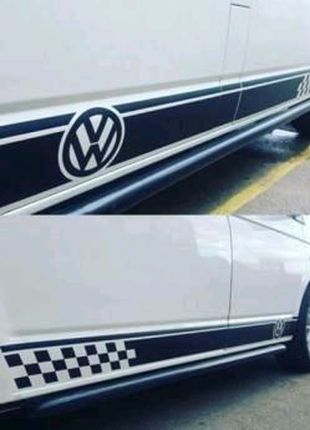 Наклейки полосы на бока фотльцваген гольф транспортер Volkswagen