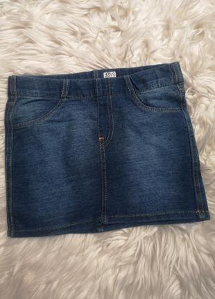 Стрейчевая джинсовая мини юбка на 5-6 лет 116 см