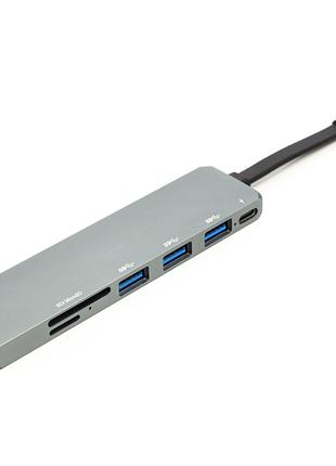 Перехідник PowerPlant USB 3.1 Type-C - USB Hub, HDMI, Card Rea...