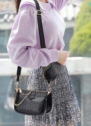Женская мини сумочка клатч с цепочкой в стиле рептилия. малень...