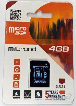 Карта пам`яті Mibrand MicroSDHC 4GB UHS-I (Class 6) + SD adapt...