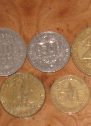 Монети Центральної Африки - 5 шт.
