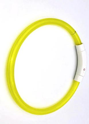 Светящийся ошейник USB для собак 70 см Желтый