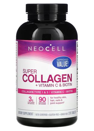 NeoCell, Супер колаген вітамін С і біотин, 270 таблеток