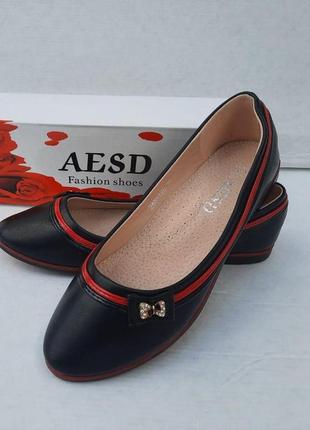 -женские балетки чёрные с красным мокасины туфли (размеры: 36,...