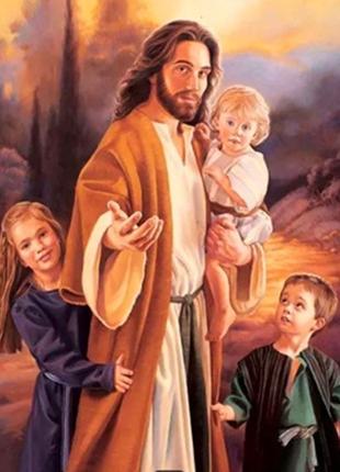 Набор Алмазная мозаика вышивка Образ Иисус и дети на подрамник...