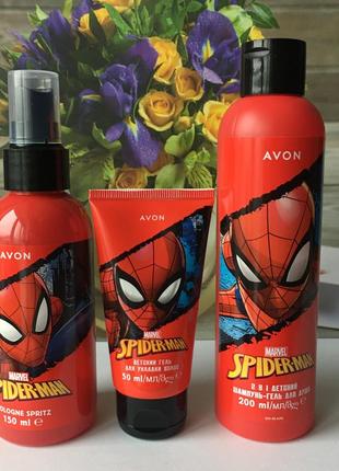 Набір spiderman avon, шампунь-гель, гель для волосся, спрей ейвон