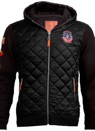 Куртка-реглан Top Gun Quilted Fleece Hoodie with Patches (черная)