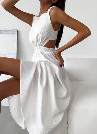 Легкое летнее интригующее платье белого цвета ❤️