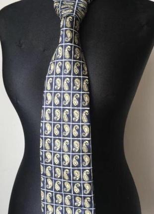 Краватка з шовку в синьо - жовтих кольорах