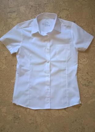 Рубашка с коротким  рукавом белая в школу для девочек тм smart...
