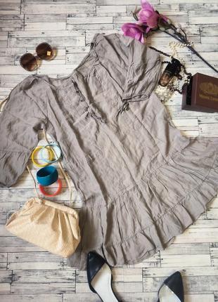 Платье миди туника с длинными рукавами шелк размер l италия