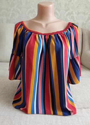 Невесомая летняя блузка блуза кофта в яркую полосочку