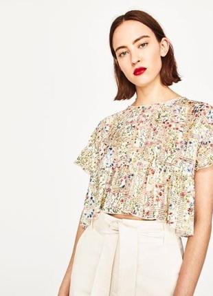 Zara блузка в цветочный принт s