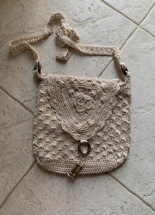 Плетеная сумка вязаная краше crochet на длинной ручке maltan н...