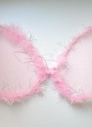 Крылья бабочка розовые с пухом