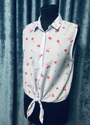 🔥 блуза 🔥 безрукавка рубашка с завязками принт