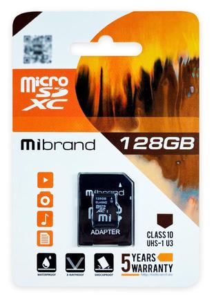 Карта пам`яті Mibrand MicroSDHC 128GB UHS-I (Class 10) + SD ad...