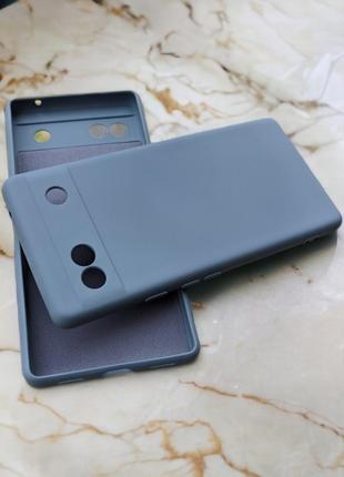 Google Pixel 6A чехол силиконовый микрофибра Silicone Case Grey