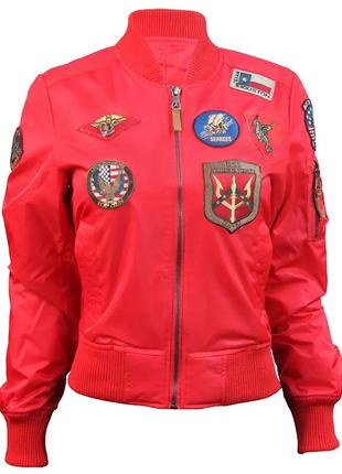 Женский бомбер Miss Top Gun MA-1 jacket with patches (красный)