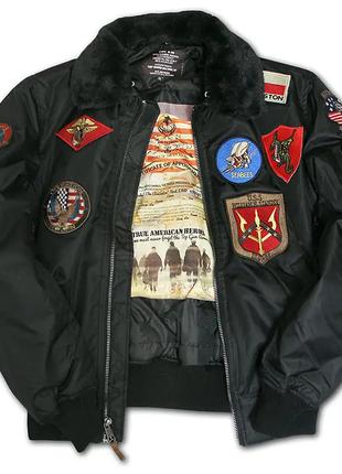 Бомбер Top Gun B-15 Flight Bomber Jacket with Patches (черный)