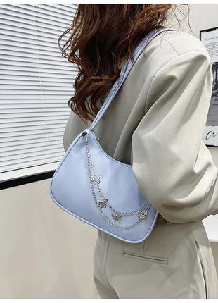 Голубая сумочка на плечо с бабочками