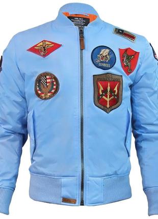 Бомбер Top Gun MA-1 Nylon Jacket With Patches (голубой)