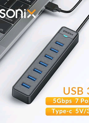 USB 3.0 Hub 7 Портов - Type-c Кабель 1 метр